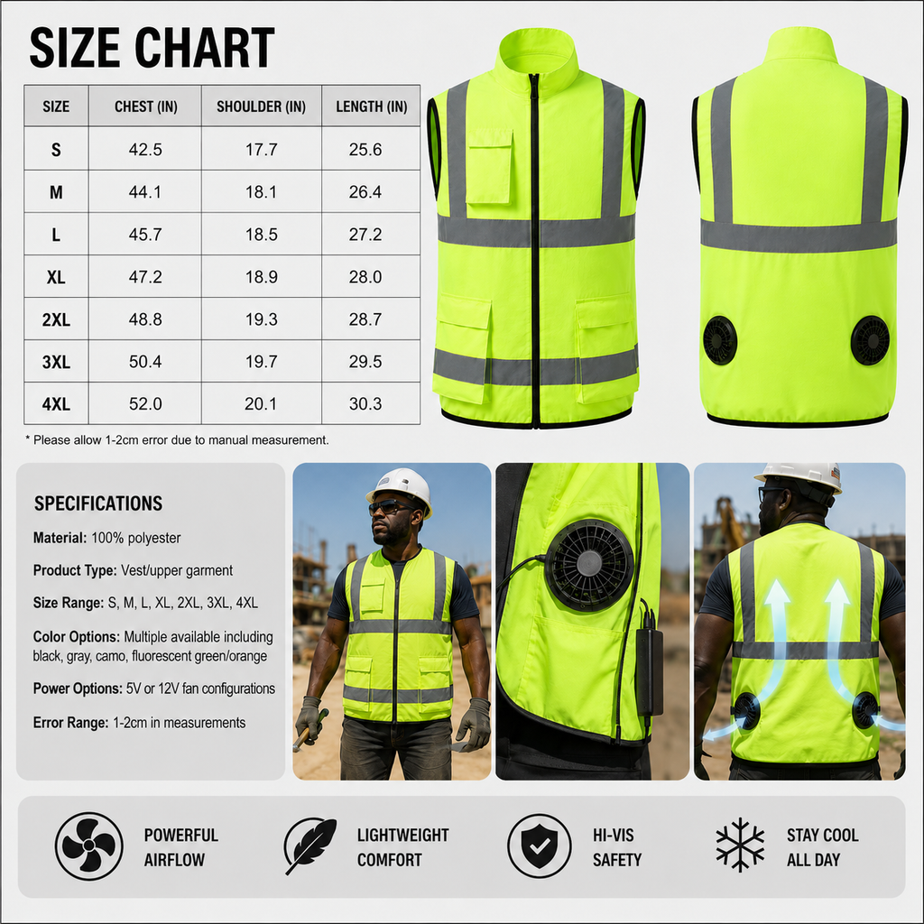 AirFlow Rechargeable Fan Vest For Outdoor Work And Travel