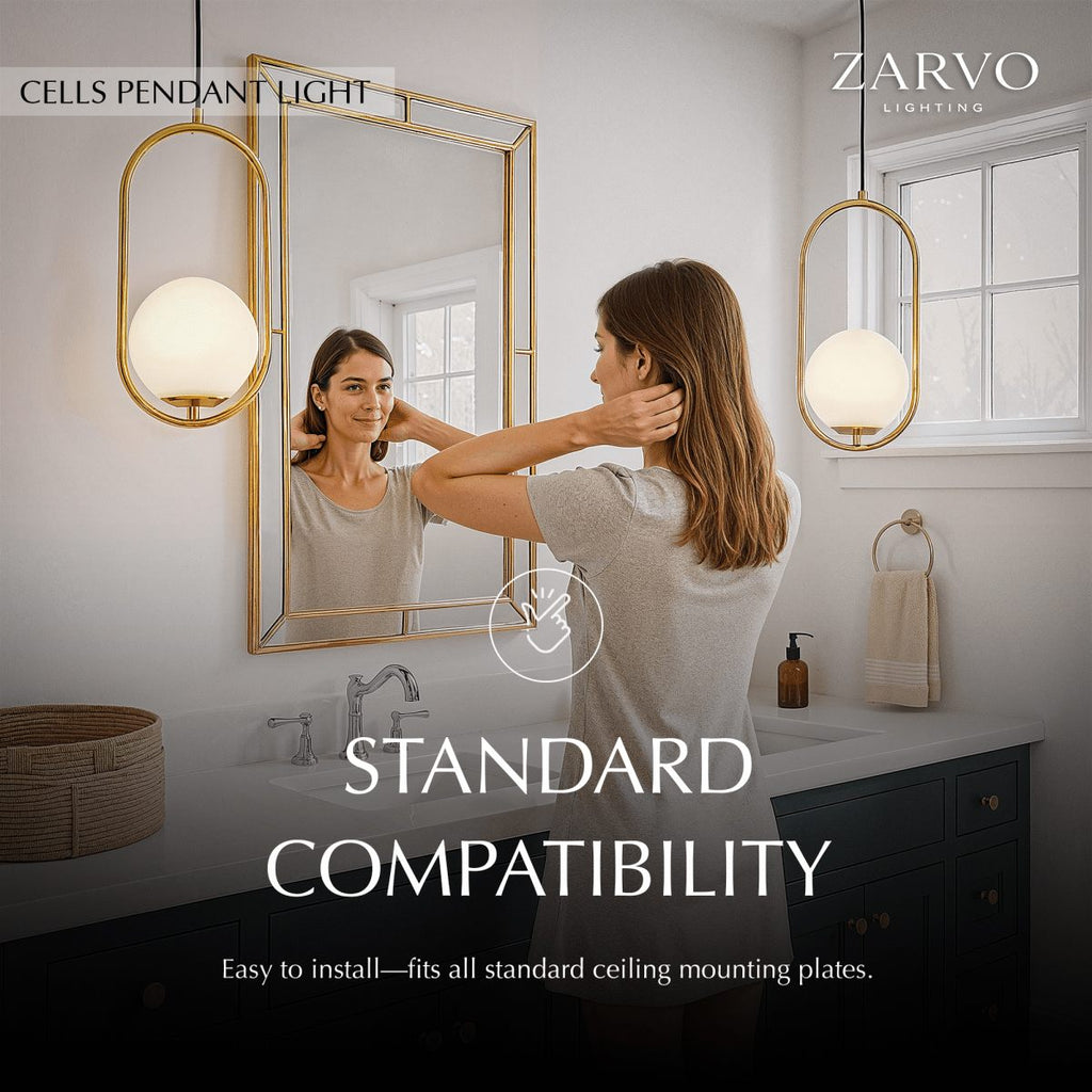 VeraGrid Pendant Light With Brass Black Or Chrome Finishes