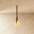 Halo Alabaster Pendant Light With Custom Leather Straps