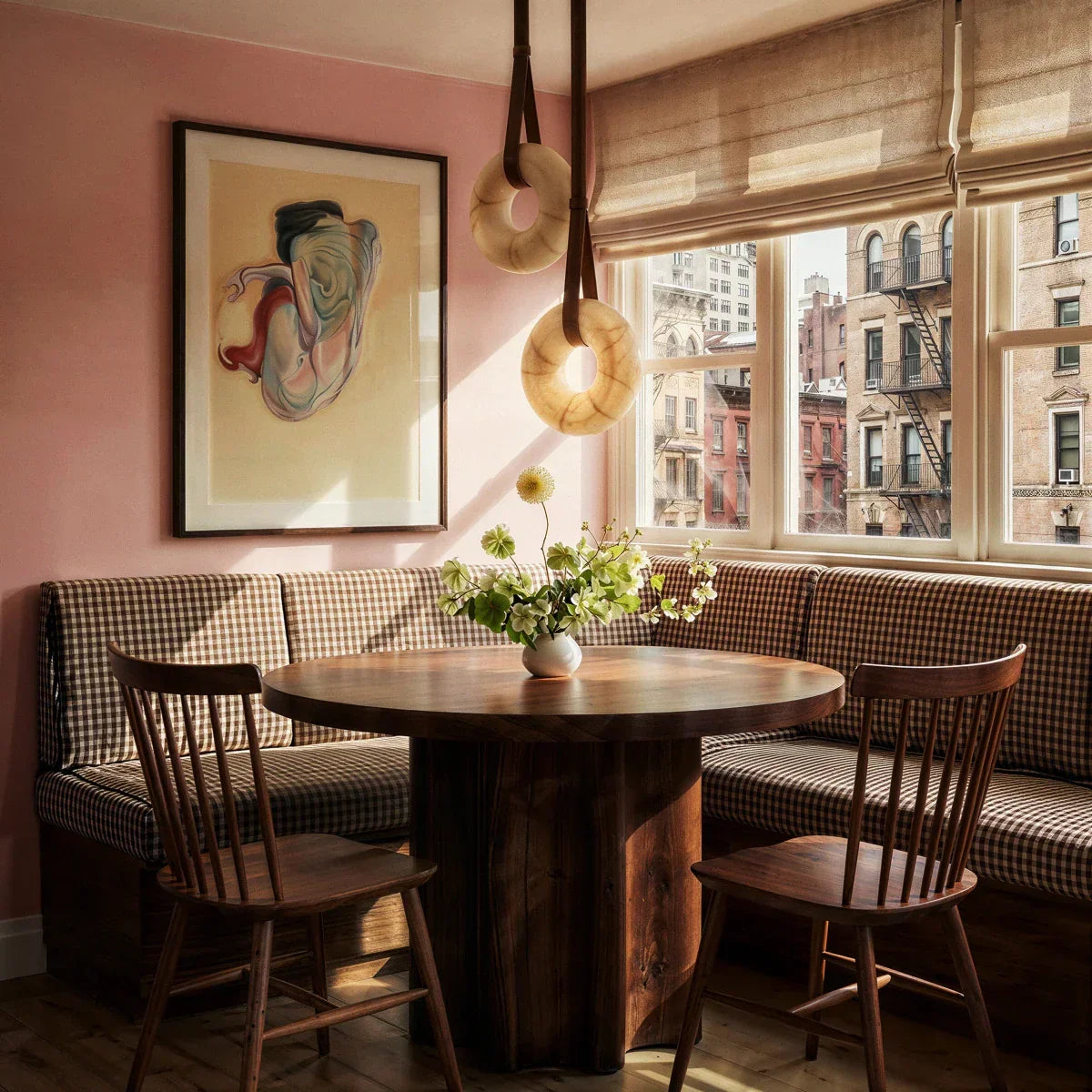 Halo Alabaster Pendant Light With Custom Leather Straps