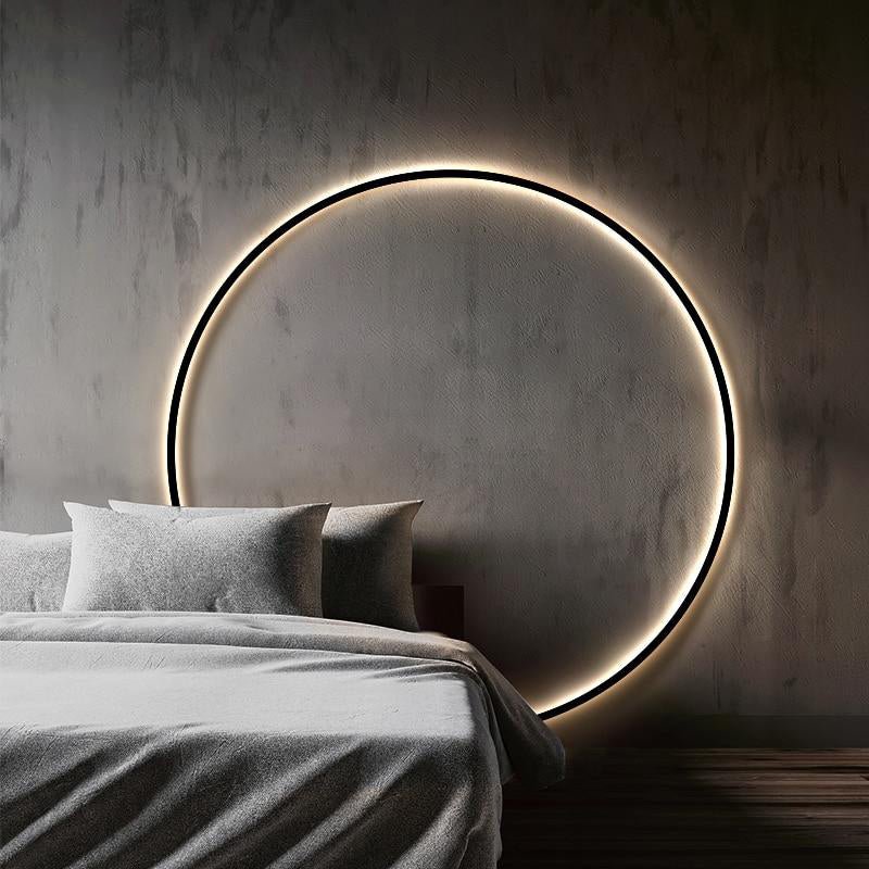 Luz de Parede Redonda LED, NovaHalo LumaNova, Design Minimalista Preto