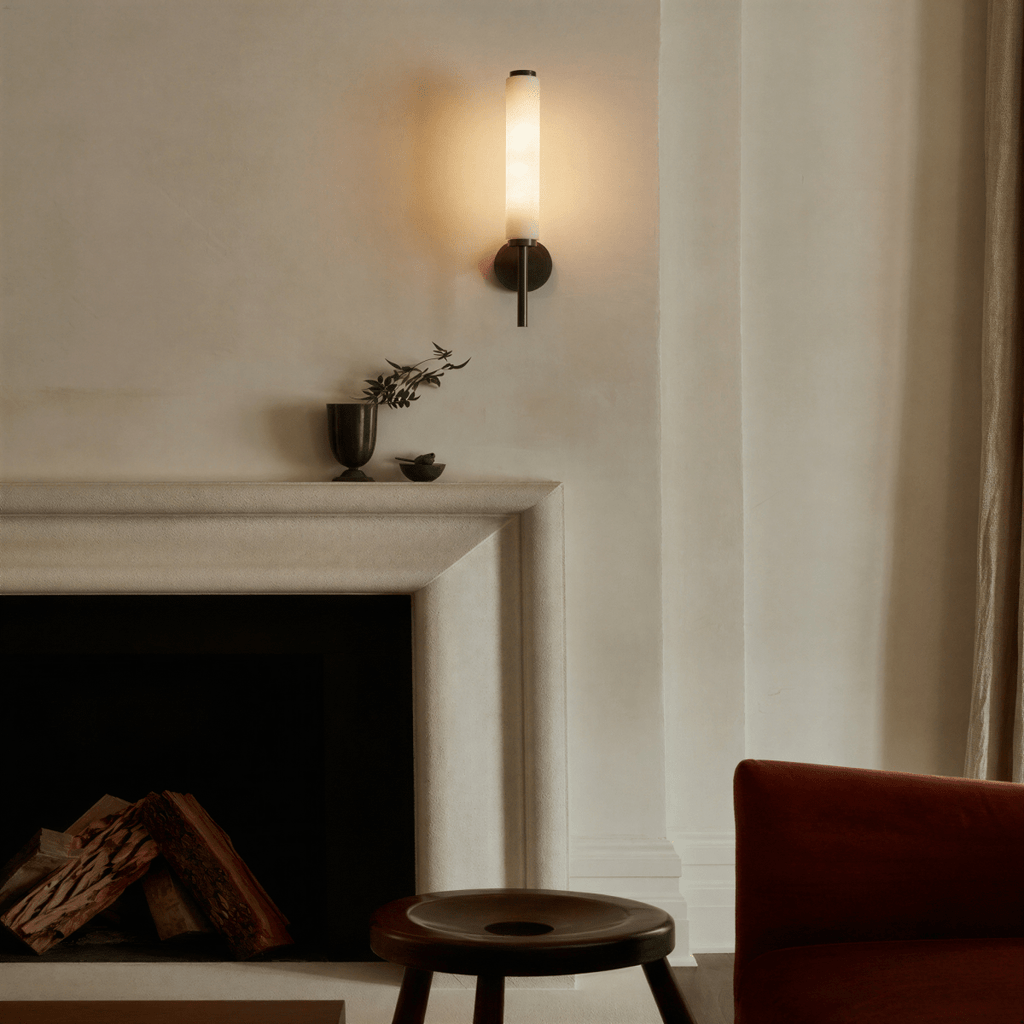 LumenSilk Alabaster Vertical Wall Light For Subtle Architectural Glow