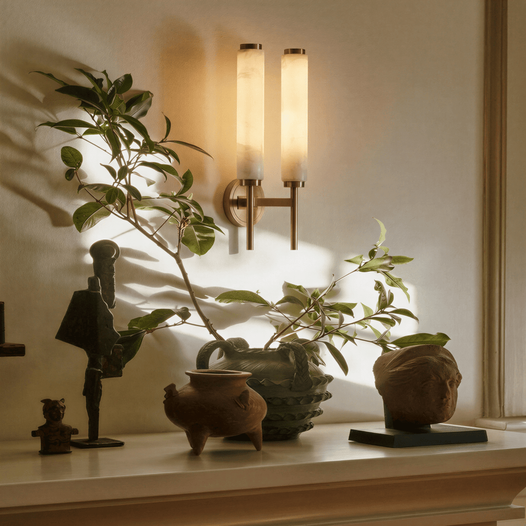 LumenSilk Alabaster Vertical Wall Light For Subtle Architectural Glow