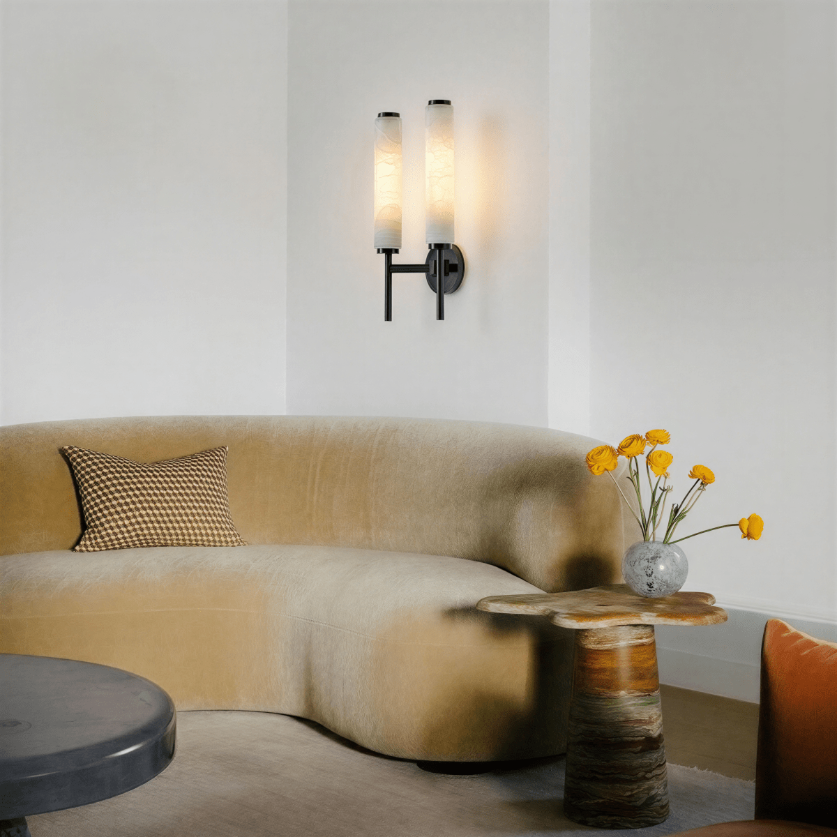 LumenSilk Alabaster Vertical Wall Light For Subtle Architectural Glow