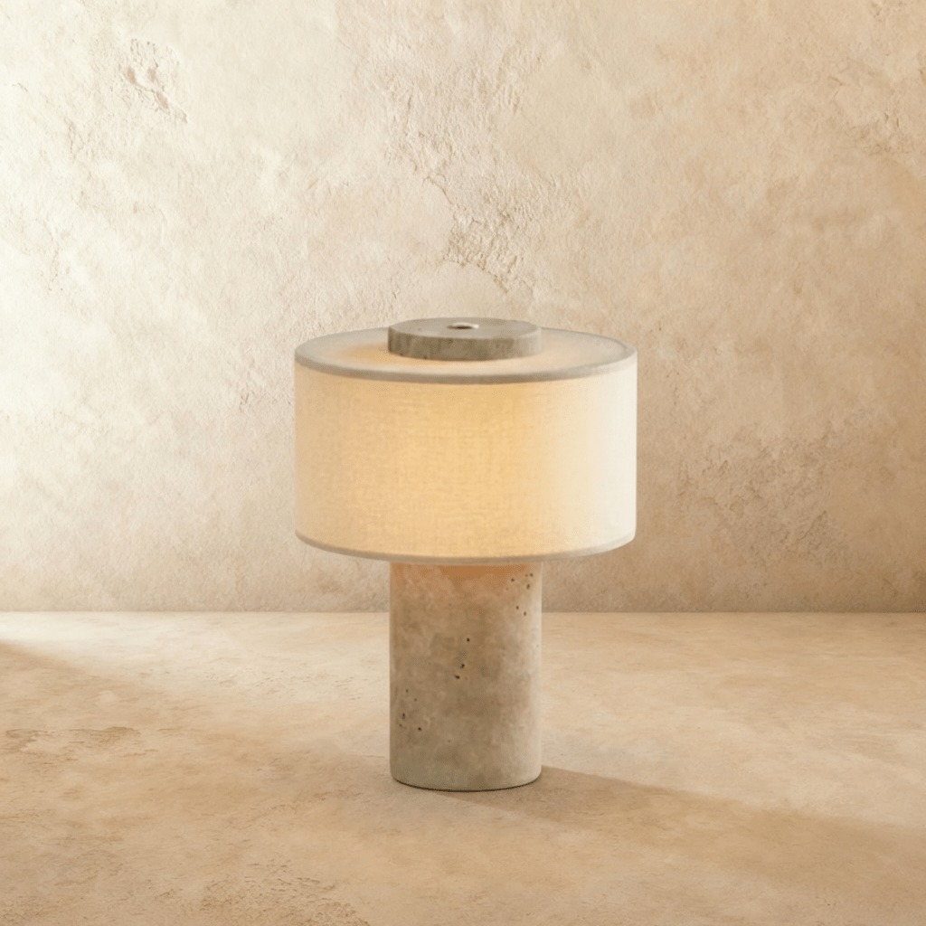 Solstice Stone Base Table Lamp With Soft Fabric Shade