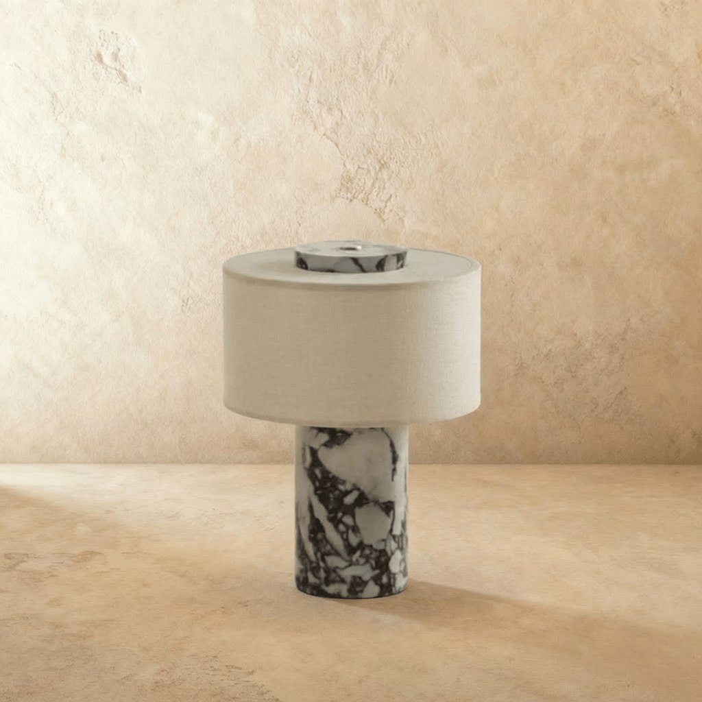 Solstice Stone Base Table Lamp With Soft Fabric Shade