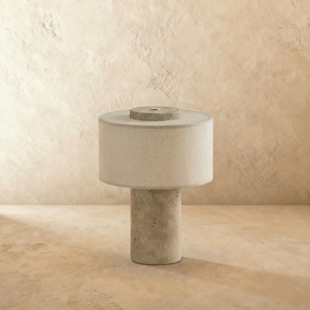 Solstice Stone Base Table Lamp With Soft Fabric Shade