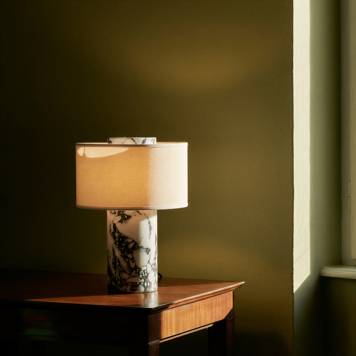 Solstice Stone Base Table Lamp With Soft Fabric Shade