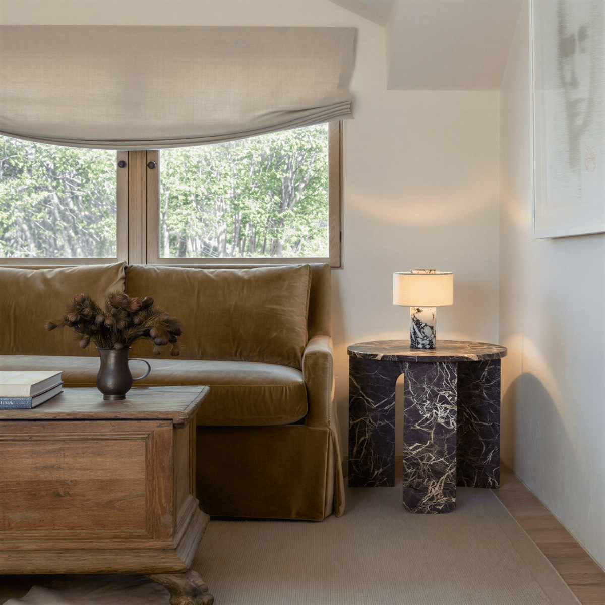 Solstice Stone Base Table Lamp With Soft Fabric Shade