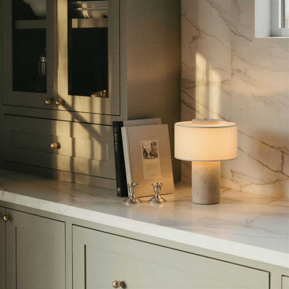 Solstice Stone Base Table Lamp With Soft Fabric Shade