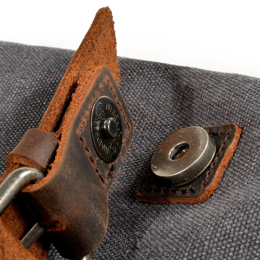 Waxed Canvas Crossbody Sling Bag With Leather Trim, Vintage Style