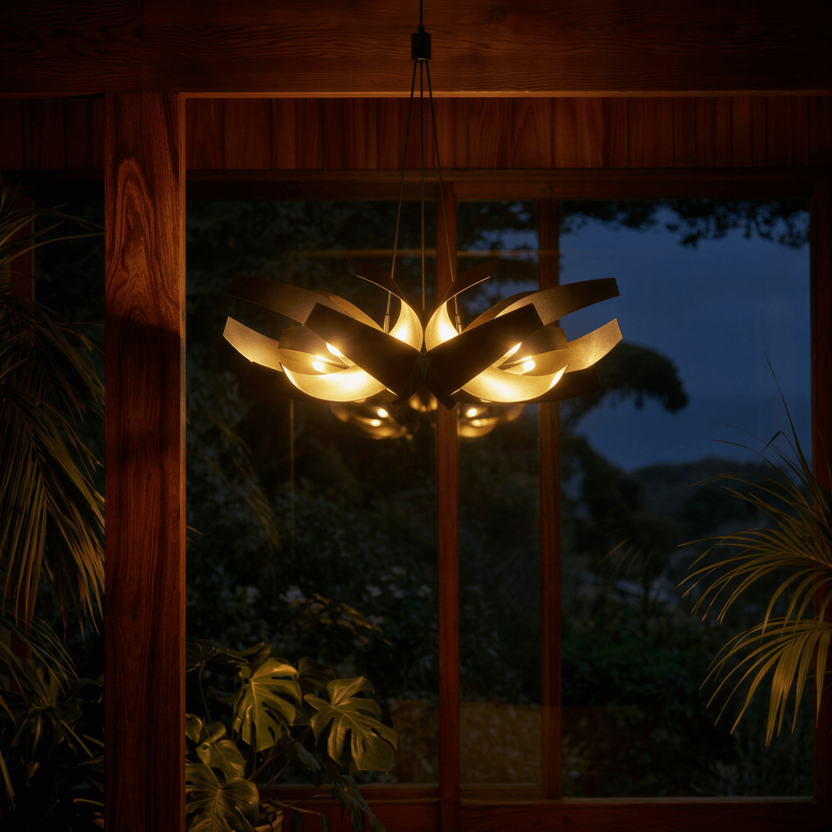 Lumenweave Sculptural Chandelier Forged Metal Finish