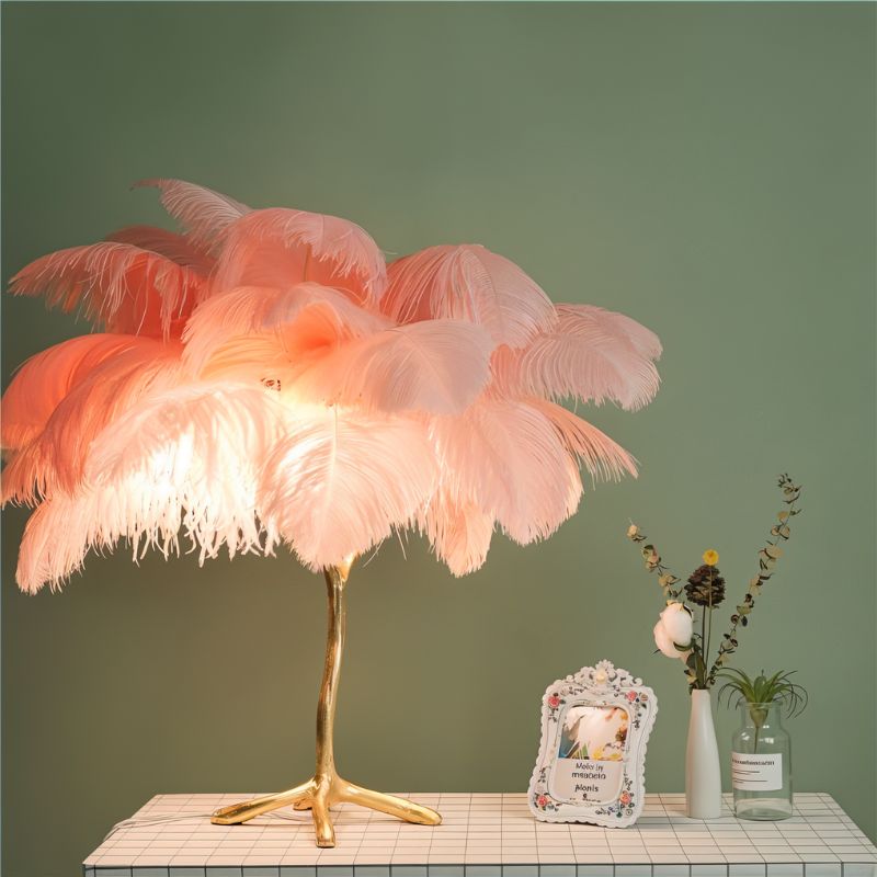 Feathered Glam Floor Lamp Velvet Glow Luxe Interiors