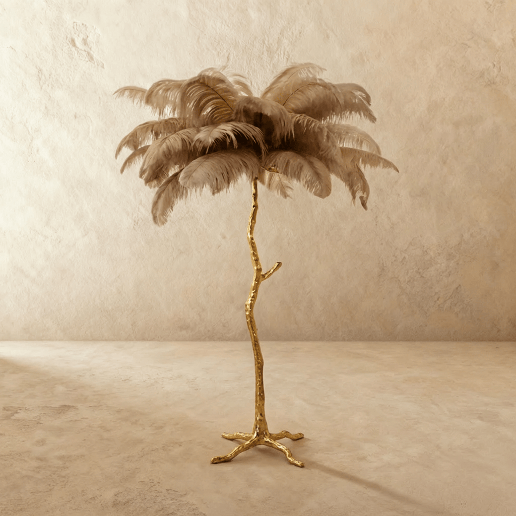 Feathered Glam Floor Lamp Velvet Glow Luxe Interiors