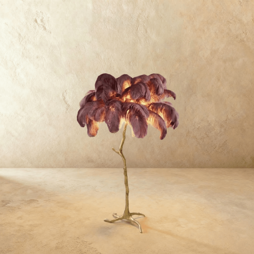 Feathered Glam Floor Lamp Velvet Glow Luxe Interiors