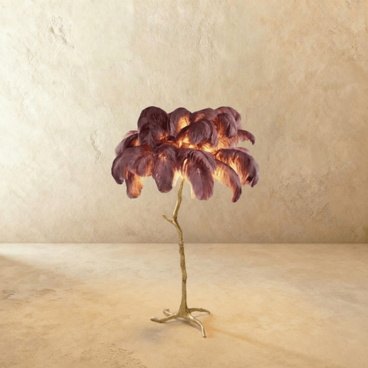 Feathered Glam Floor Lamp Velvet Glow Luxe Interiors