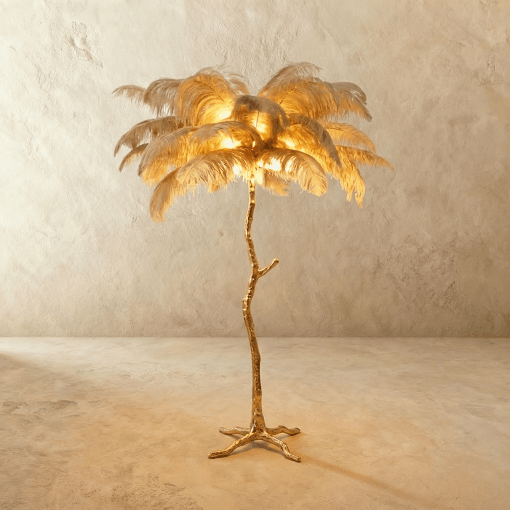 Feathered Glam Floor Lamp Velvet Glow Luxe Interiors