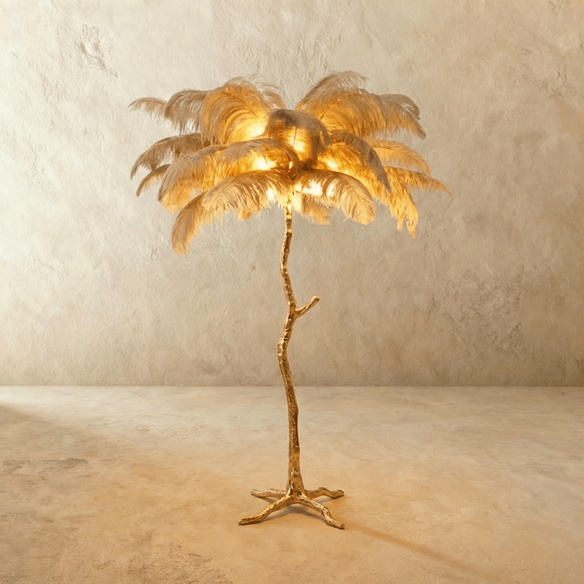Feathered Glam Floor Lamp Velvet Glow Luxe Interiors