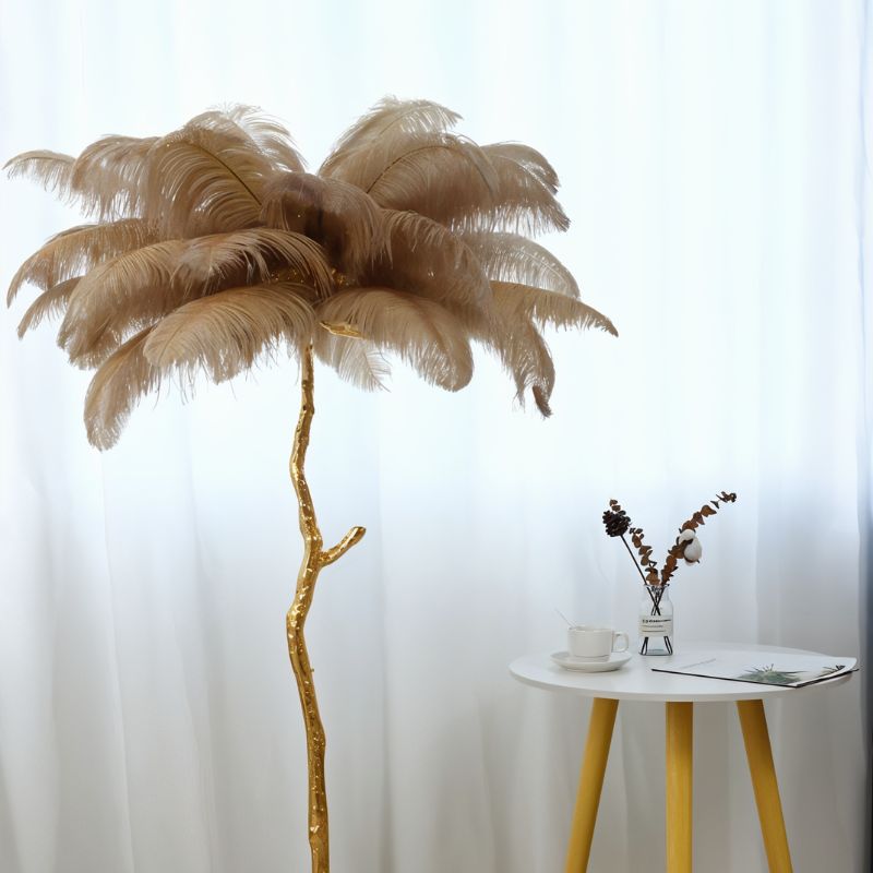 Feathered Glam Floor Lamp Velvet Glow Luxe Interiors
