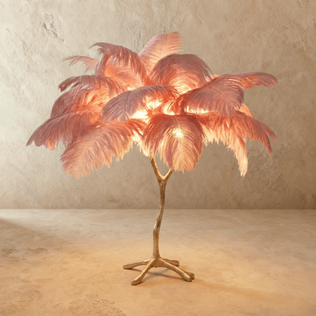 Feathered Glam Floor Lamp Velvet Glow Luxe Interiors