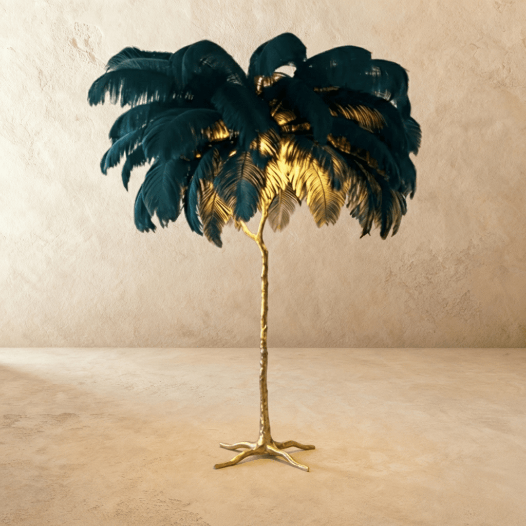 Feathered Glam Floor Lamp Velvet Glow Luxe Interiors