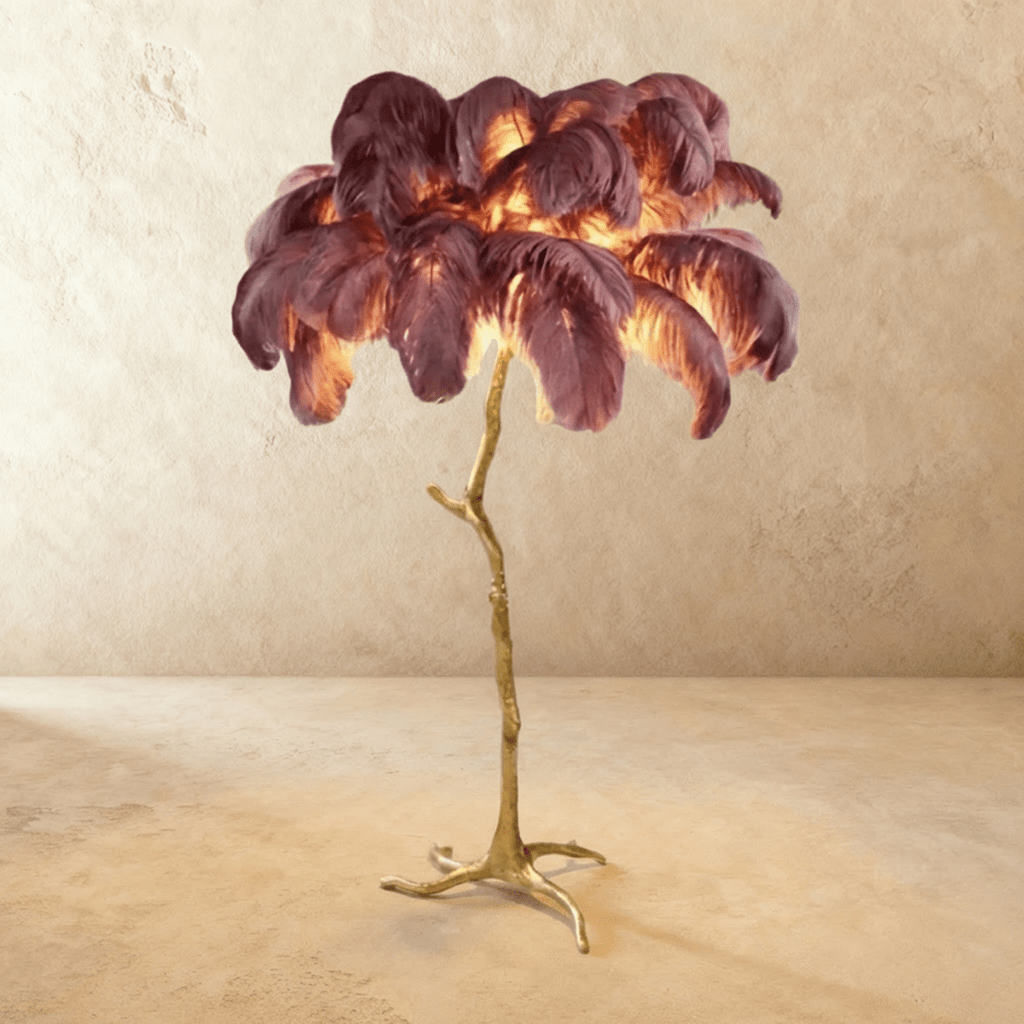 Feathered Glam Floor Lamp Velvet Glow Luxe Interiors