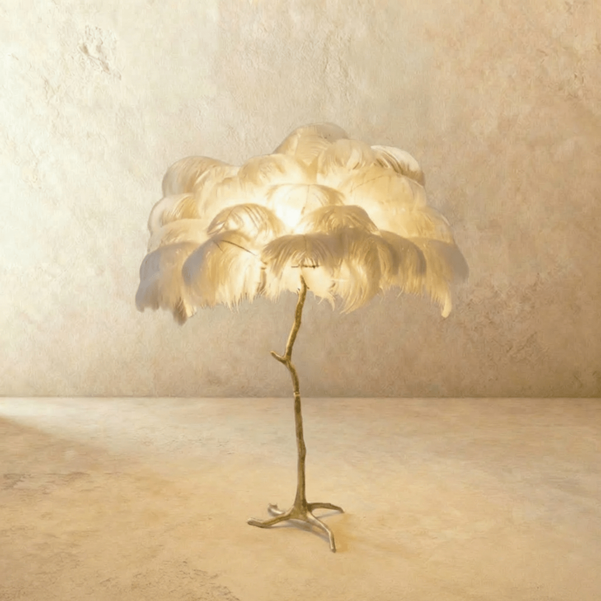Feathered Glam Floor Lamp Velvet Glow Luxe Interiors
