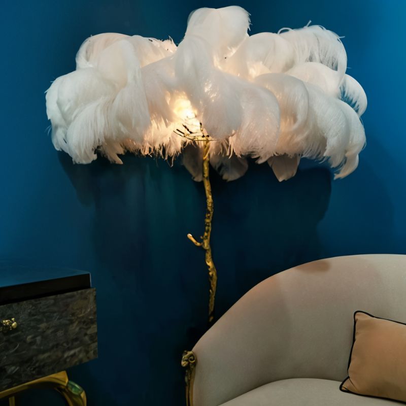 Feathered Glam Floor Lamp Velvet Glow Luxe Interiors