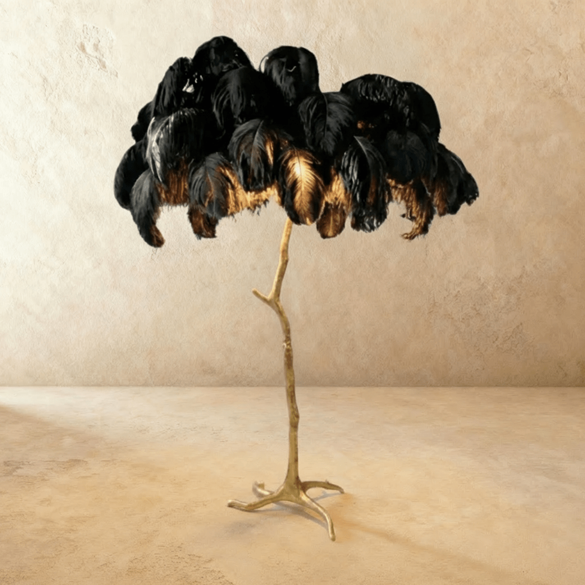 Feathered Glam Floor Lamp Velvet Glow Luxe Interiors