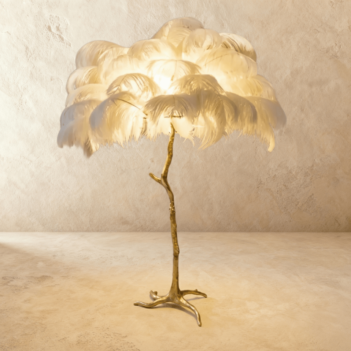 Feathered Glam Floor Lamp Velvet Glow Luxe Interiors