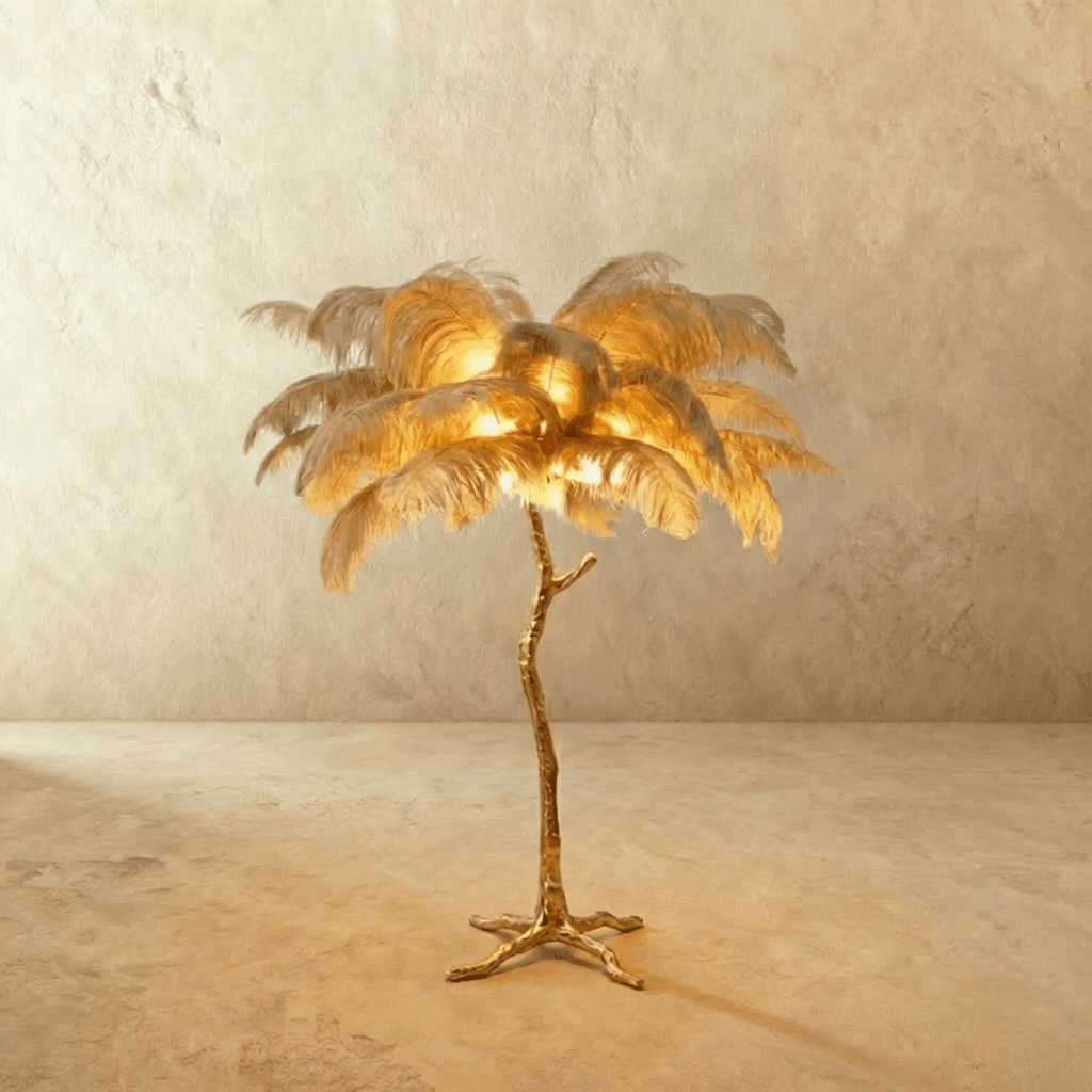 Feathered Glam Floor Lamp Velvet Glow Luxe Interiors
