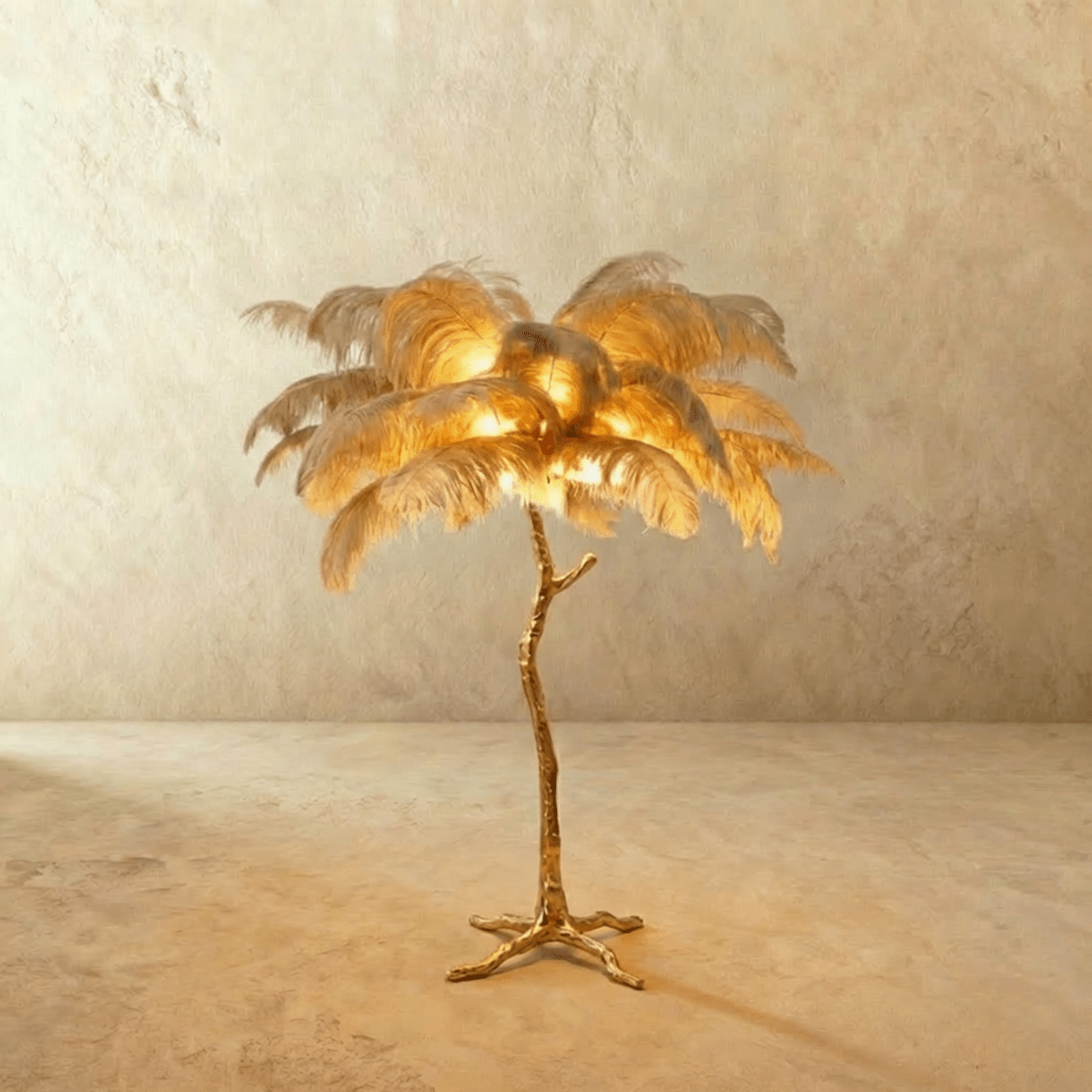 Feathered Glam Floor Lamp Velvet Glow Luxe Interiors