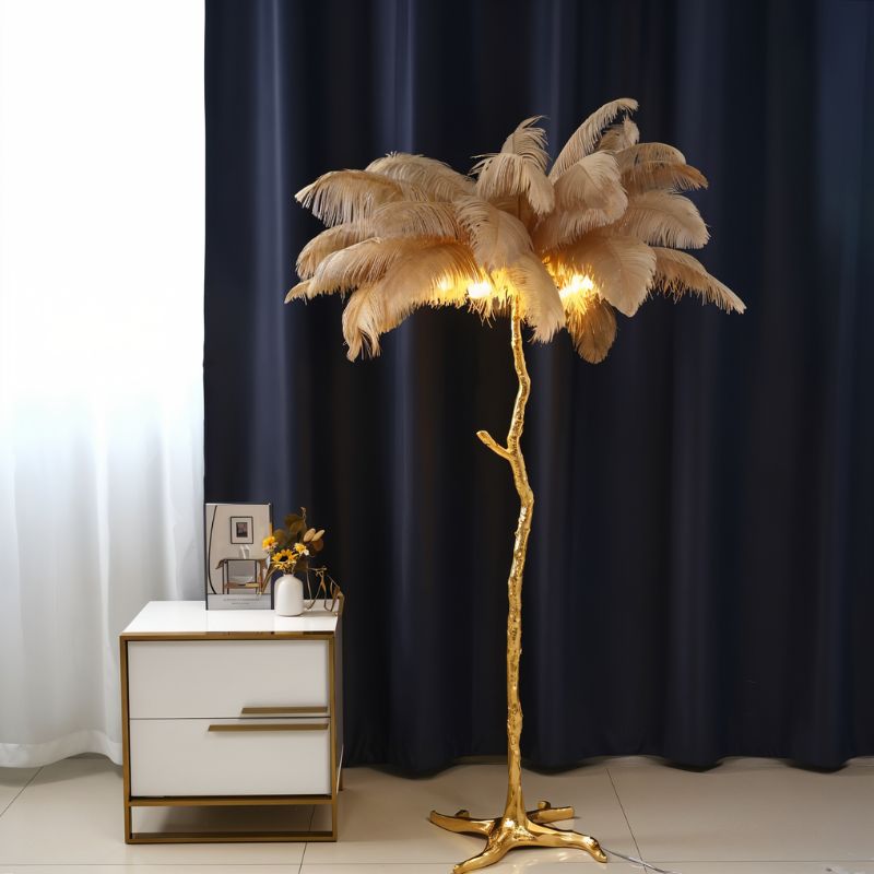 Feathered Glam Floor Lamp Velvet Glow Luxe Interiors