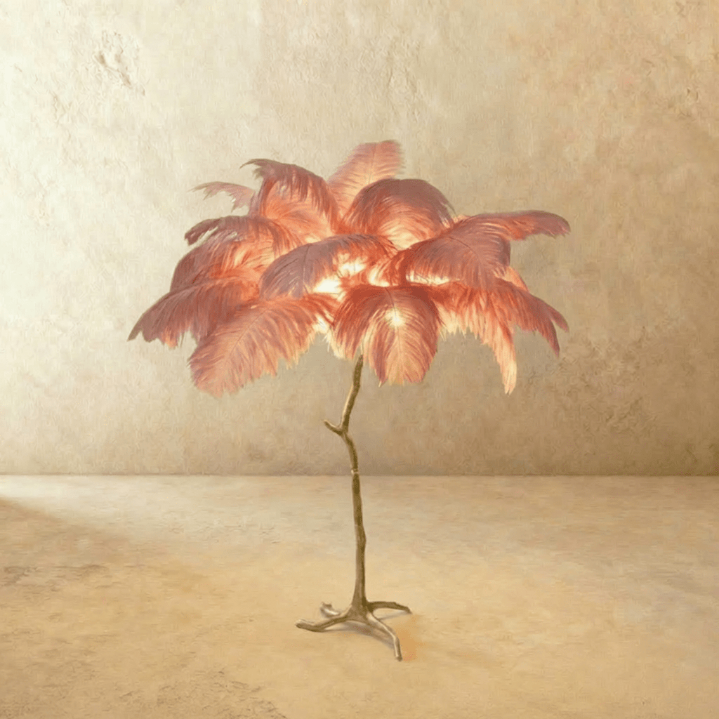 Feathered Glam Floor Lamp Velvet Glow Luxe Interiors