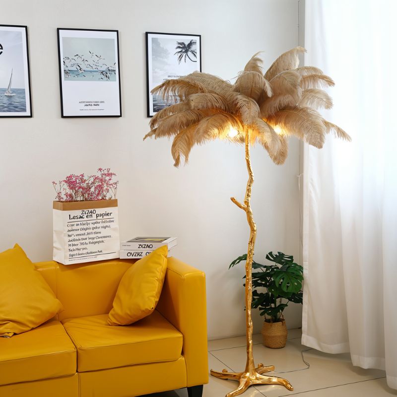 Feathered Glam Floor Lamp Velvet Glow Luxe Interiors