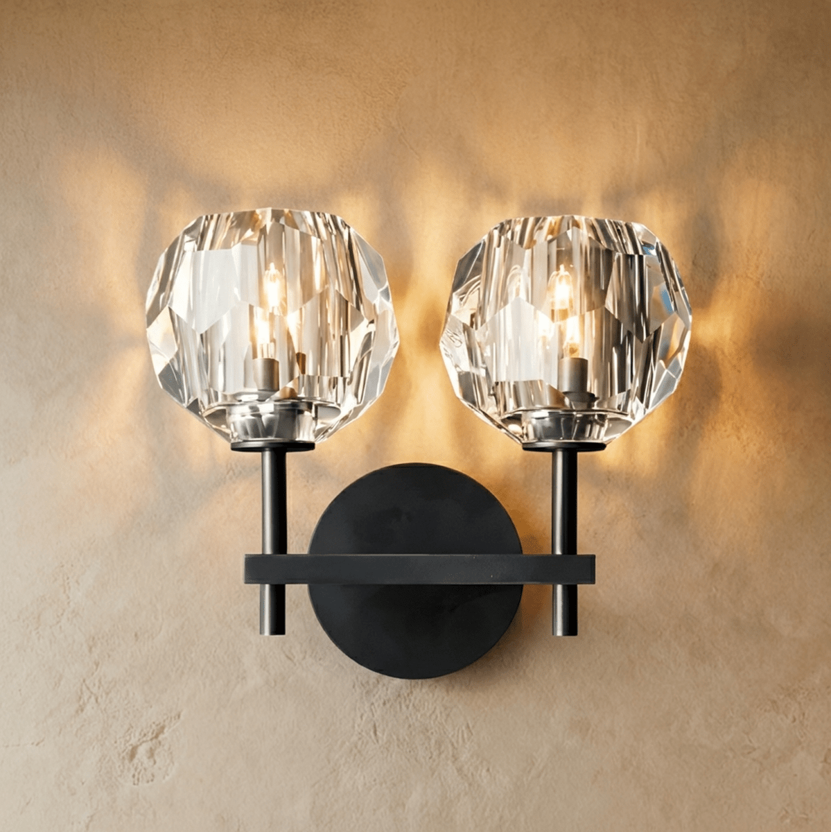 Argentia Crystaluxe Brushed Iron Wall Lamp For Modern Spaces