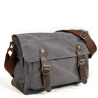 Waxed Canvas Crossbody Sling Bag With Leather Trim, Vintage Style