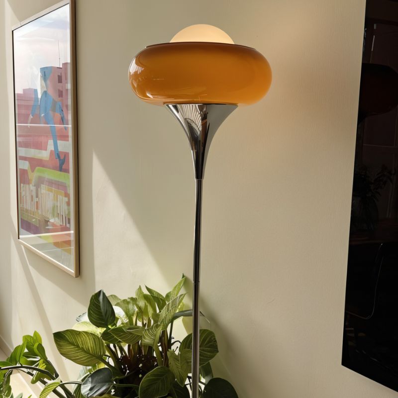 Aurora Nova Glass Shade Floor Lamp For Mid Century Modern Living