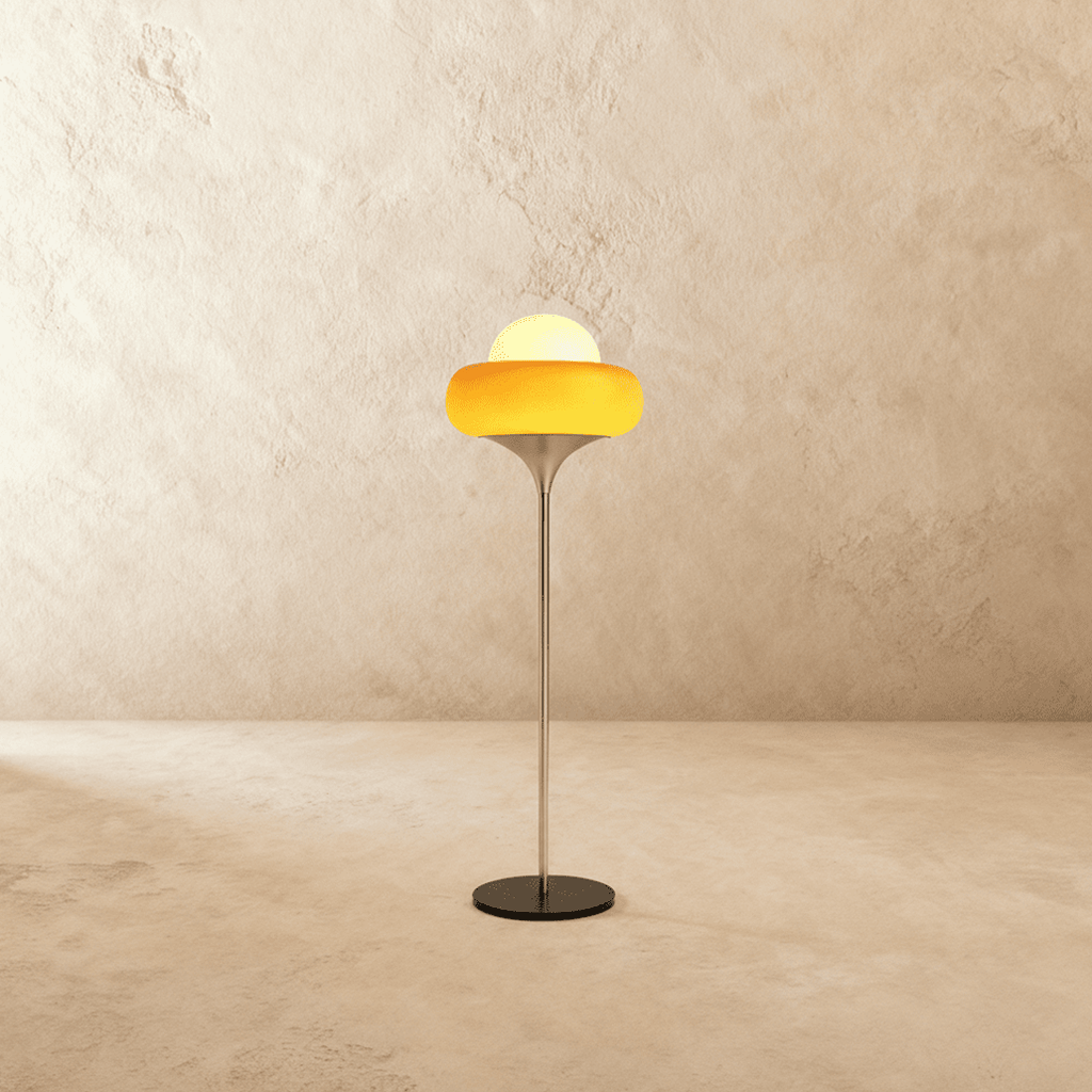 Aurora Nova Glass Shade Floor Lamp For Mid Century Modern Living