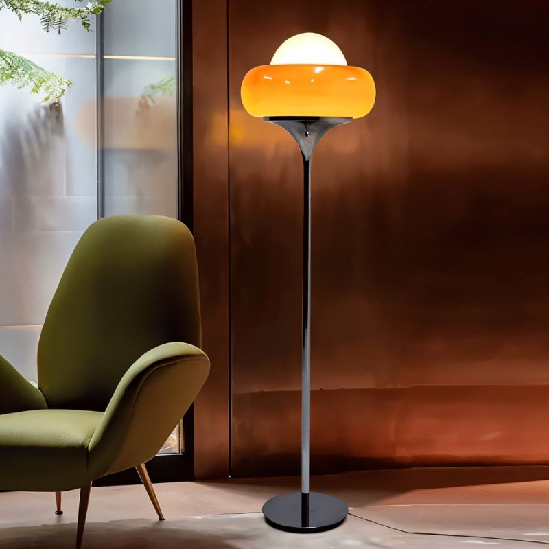 Aurora Nova Glass Shade Floor Lamp For Mid Century Modern Living