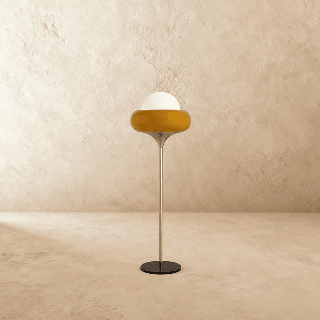 Aurora Nova Glass Shade Floor Lamp For Mid Century Modern Living