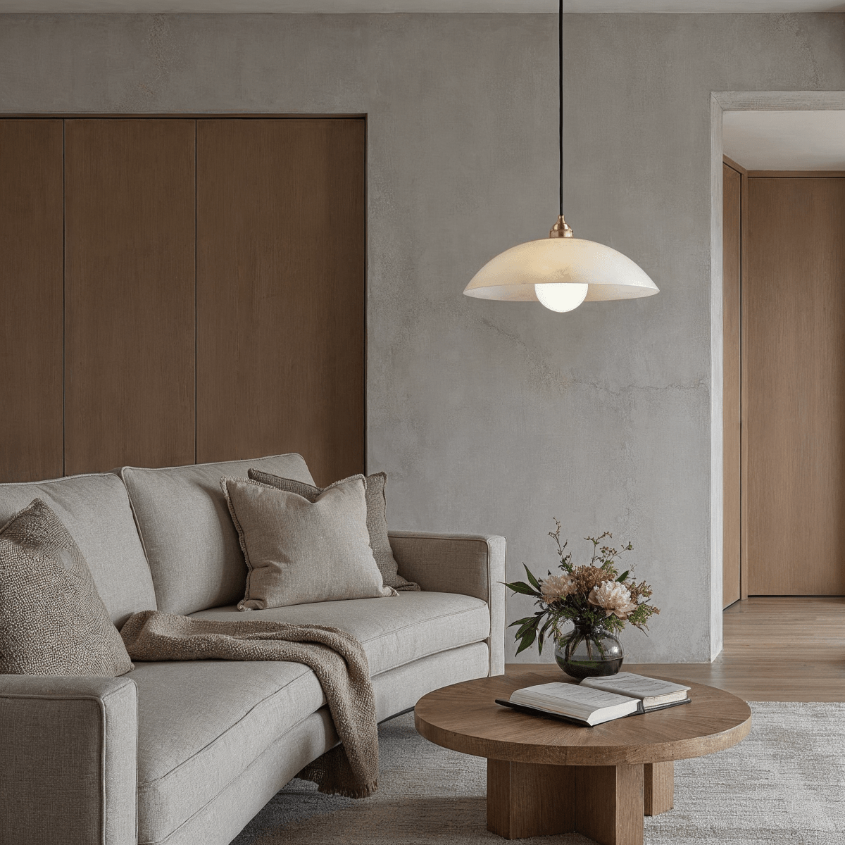 Aurora Alabaster Dome Pendant Light With Warm Ambient Glow