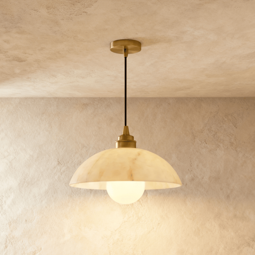 Aurora Alabaster Dome Pendant Light With Warm Ambient Glow