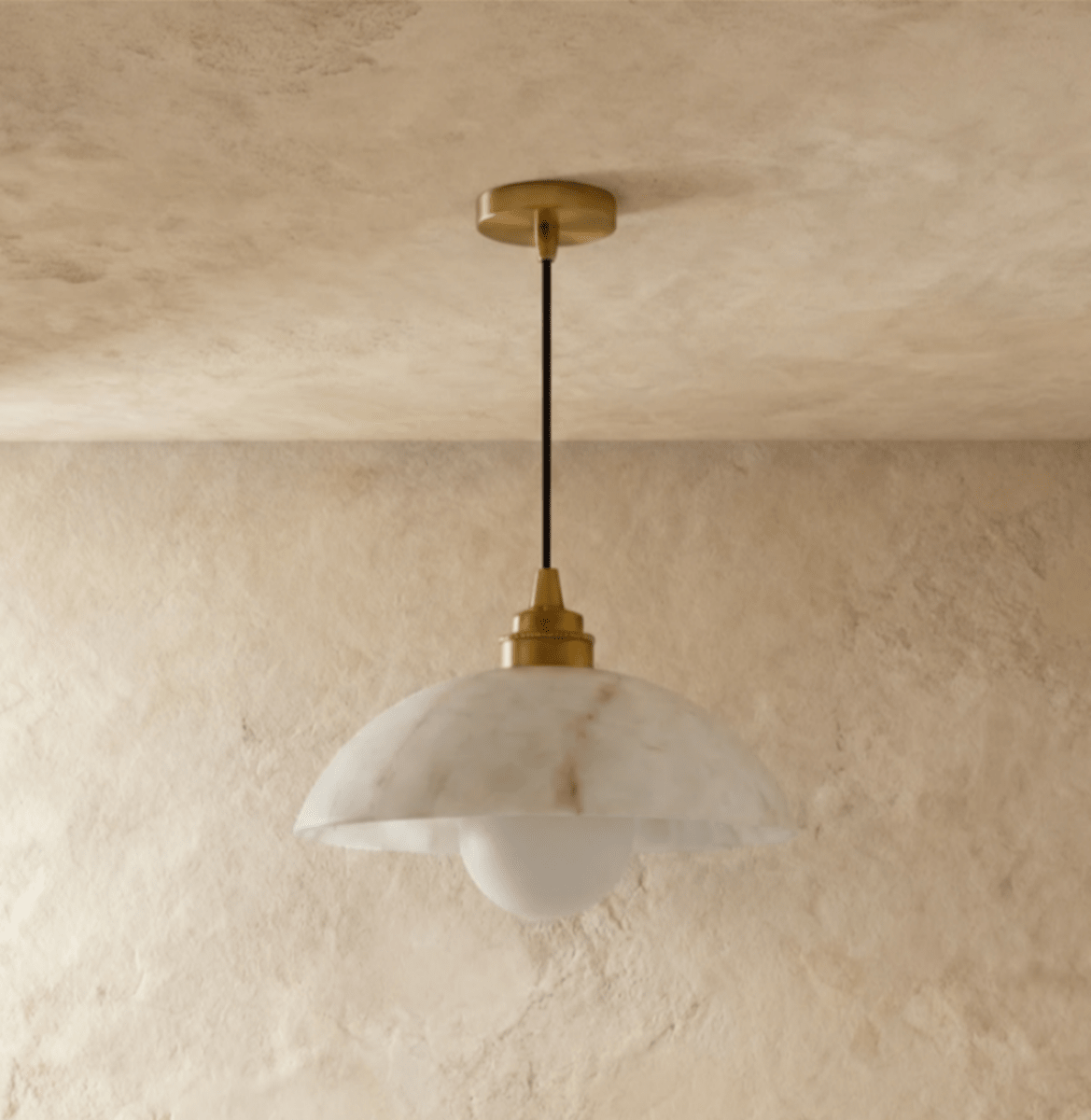 Aurora Alabaster Dome Pendant Light With Warm Ambient Glow