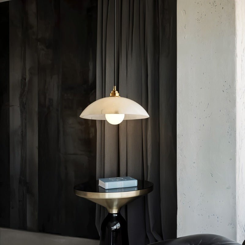 Aurora Alabaster Dome Pendant Light With Warm Ambient Glow