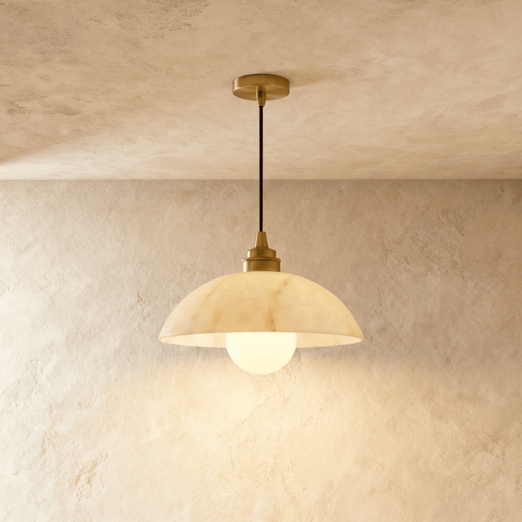 Aurora Alabaster Dome Pendant Light With Warm Ambient Glow