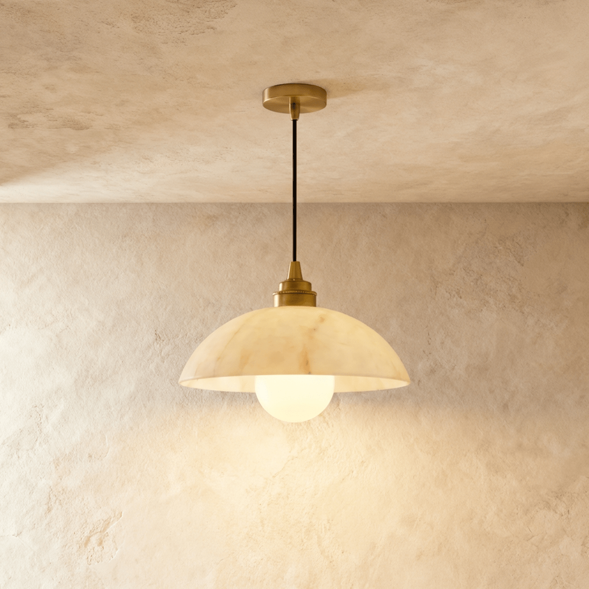 Aurora Alabaster Dome Pendant Light With Warm Ambient Glow