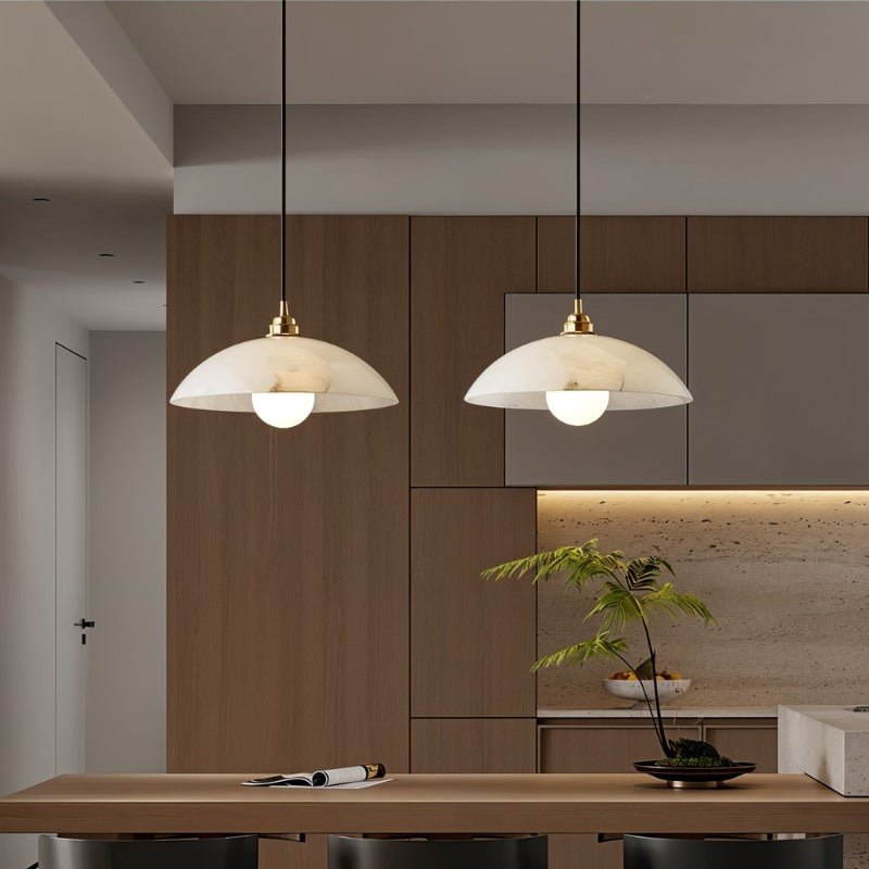Aurora Alabaster Dome Pendant Light With Warm Ambient Glow