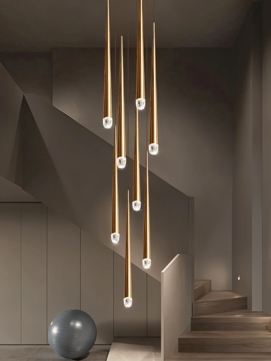 LumenCascade Modern Chandelier With Metal And Acrylic Pendants