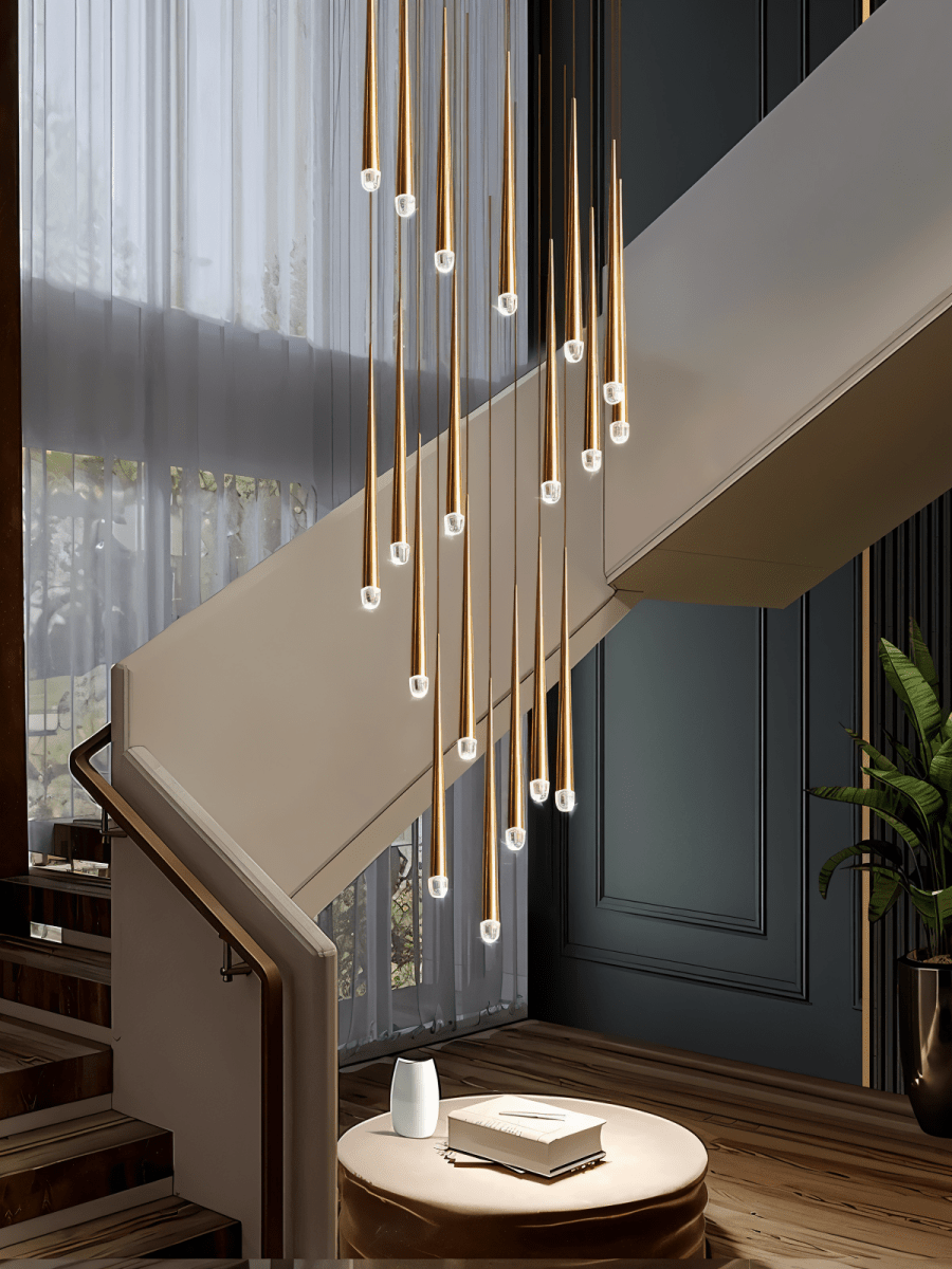 LumenCascade Modern Chandelier With Metal And Acrylic Pendants